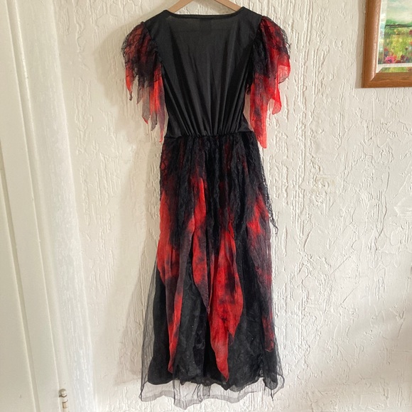 Halloween Black And Red Witch Costume Dress Size Large Size 10 / 12 - Picture 5 of 8